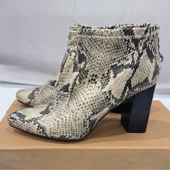 Franco Sarto Kortney Leather Snakeskin Print Block Heel Ankle Bootie Size 7.5 - Picture 5 of 12